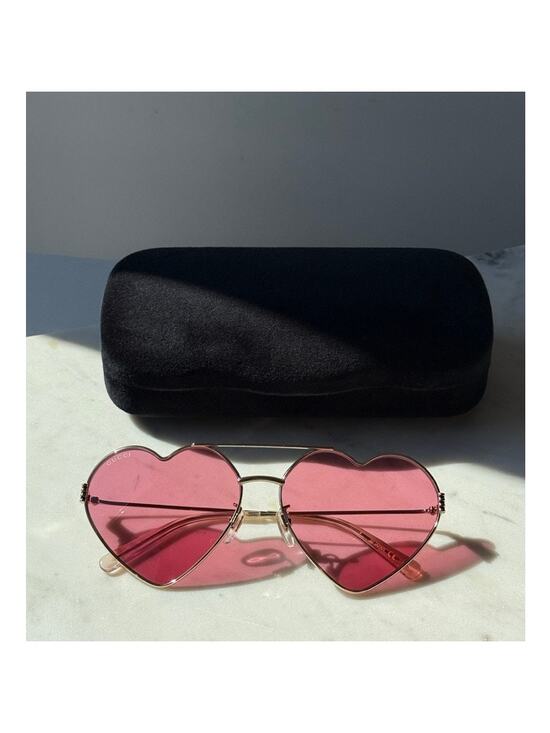 NEW Gucci GG1283S Gold Metal Heart Sunglasses $535 main image 7